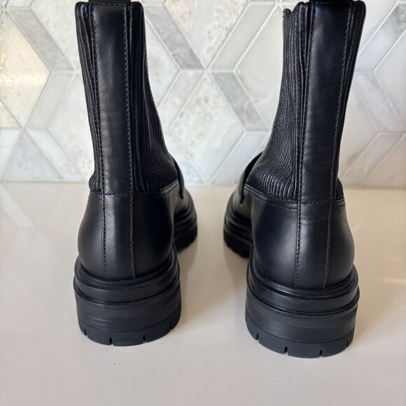 Gianvito Rossi Size 36/6 Black Calfskin Pull On Ankle Boot Lug Sole Eco Stretch - Picture 7 of 12